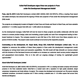 KPDL signs three new projects in Pune - Life Republic